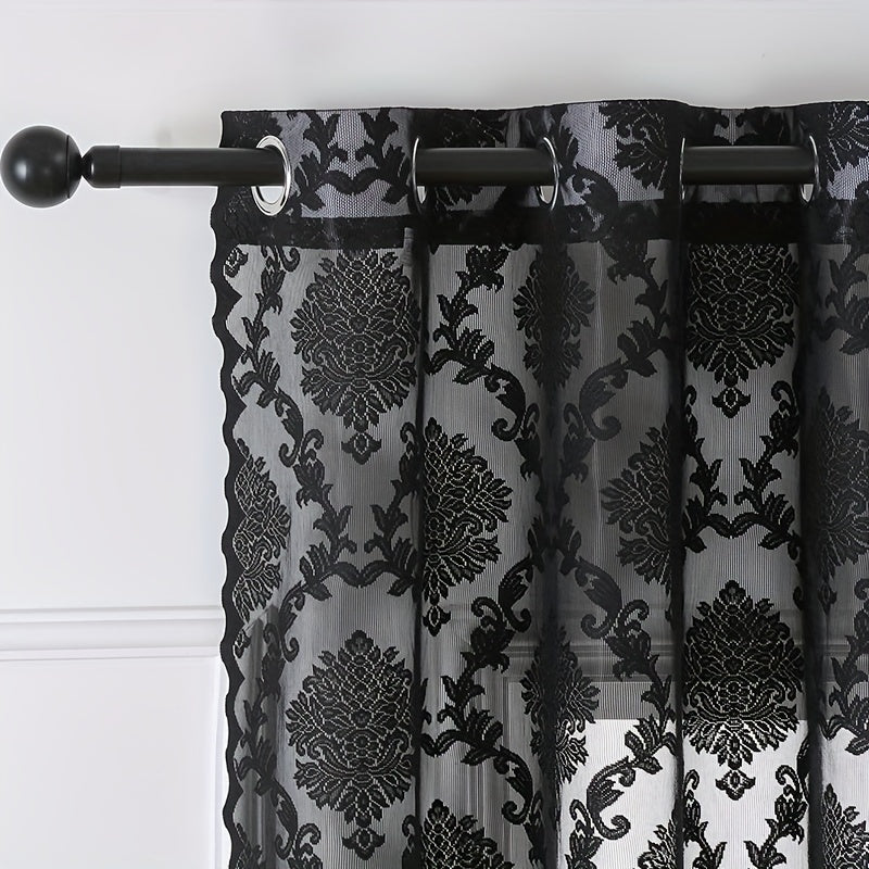 Single Panel Lace Flower Grommet Top Curtains Ideal for Home Decor in Living Room, Bedroom, or Office