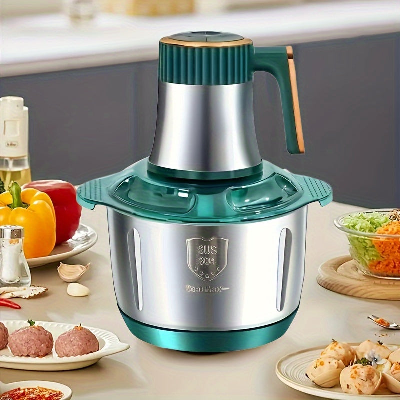 5L Stainless Steel Food Processor with 6-Blade System - Fast Meat Mincer & Vegetable Chopper, powerful kitchen gadget for onions, garlic, salads and kids' food, US Plug.