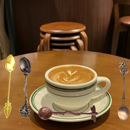 6-piece European palace style metal spoon set for coffee, dessert, and mixing, perfect for home kitchens, restaurants, coffee shops, and hotels. Ideal for gifting during Christmas.