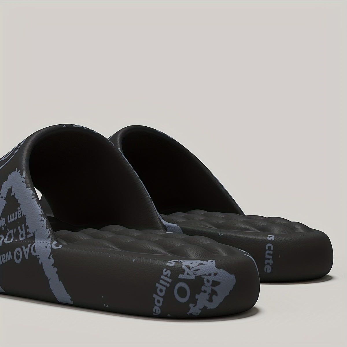 These are large size men's summer sandals that can be worn indoors and outdoors, featuring a non-slip thick sole with cartoon designs.