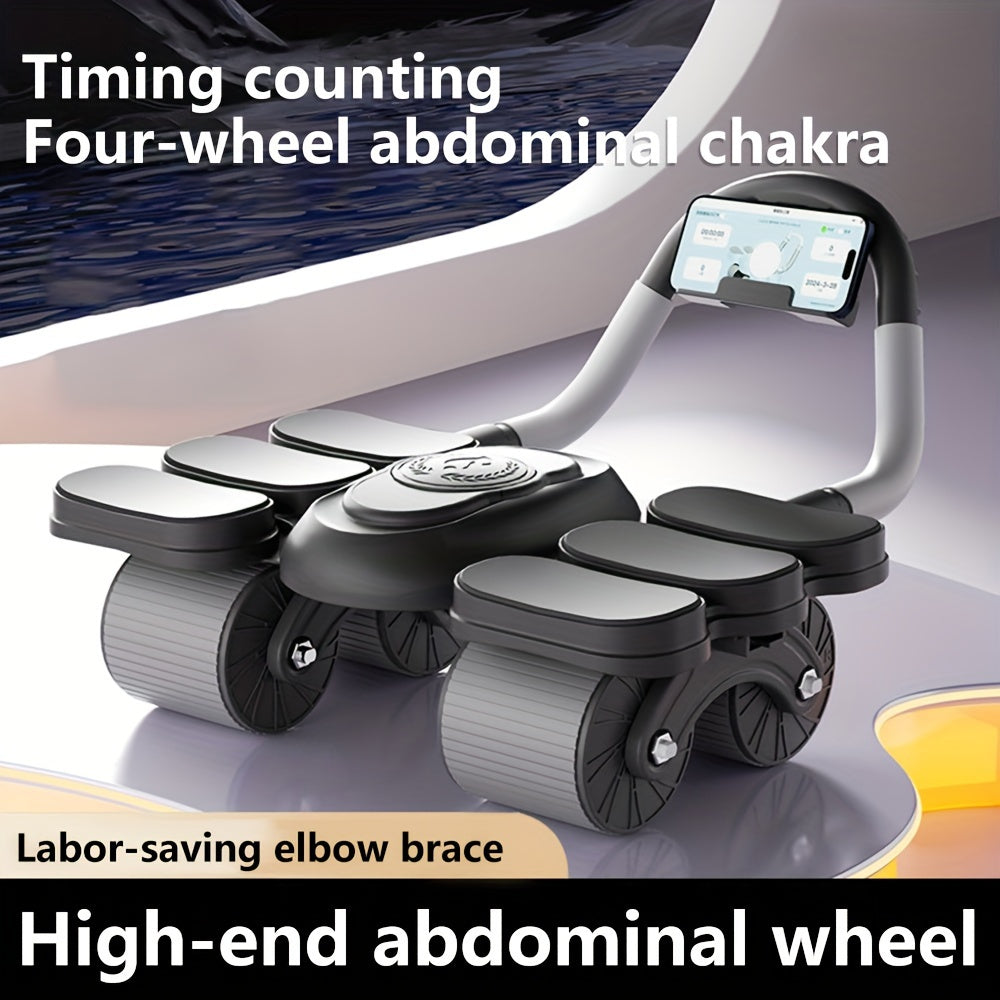 4-Wheel Abdominal Chakra with Automatic Rebound for Abdominal Muscle Training and Belly Slimming