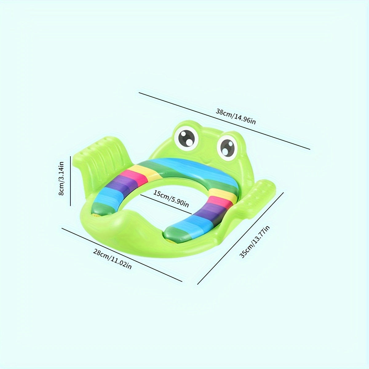 Portable potty training seat featuring adorable frog cartoon design, suitable for both boys and girls. Easy to clean and ideal for household toilet use.