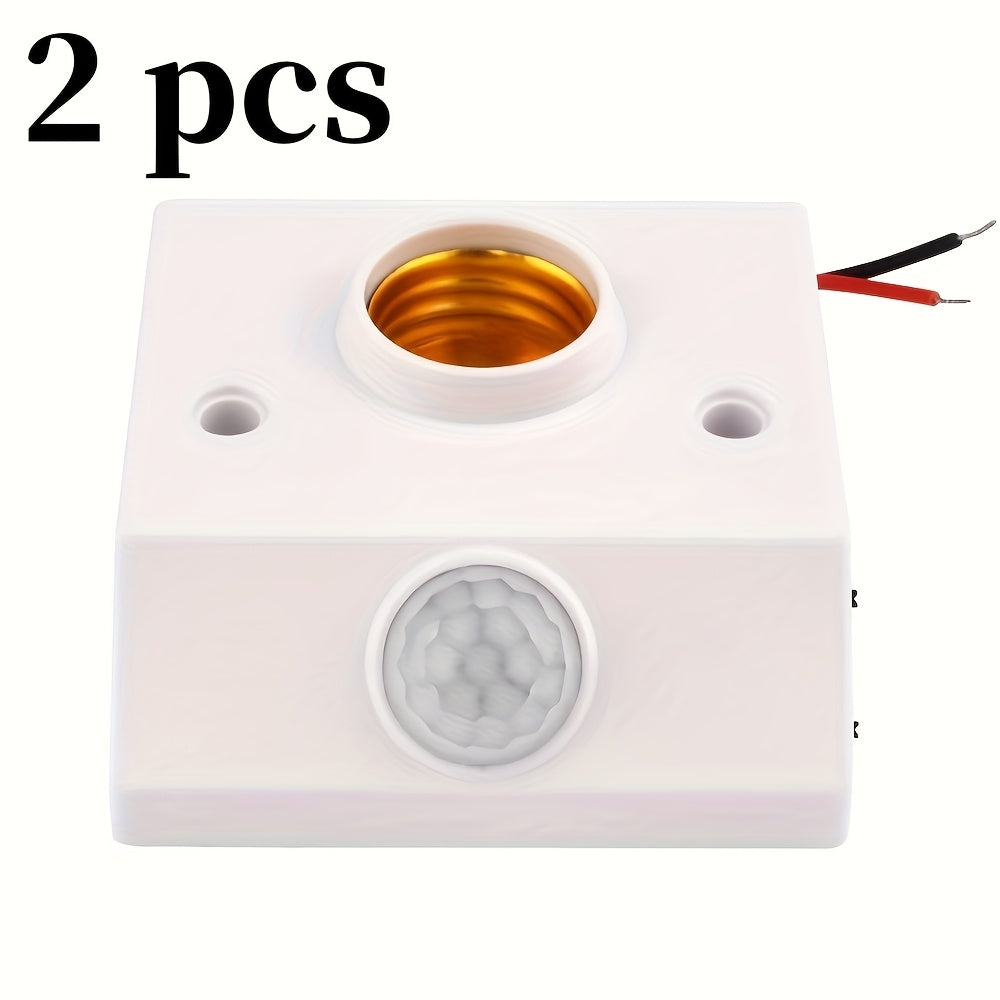 1/2 pcs LED automatic human body infrared IR sensor lamp holder with E27 base and PIR motion detector.