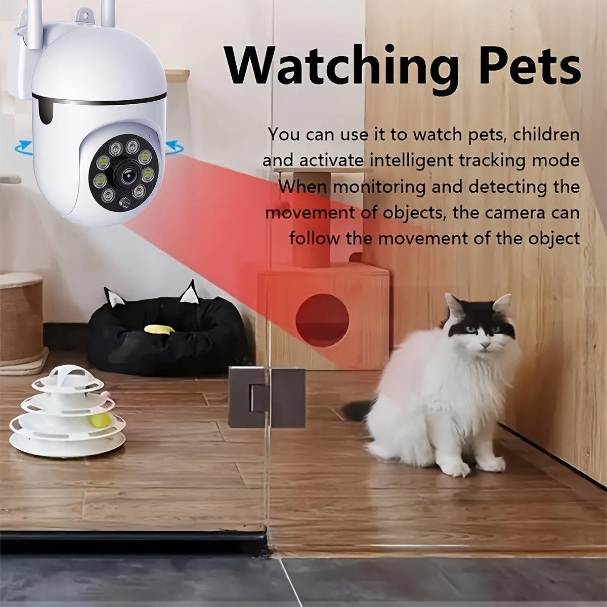 Get two WJG high-definition 1080P WiFi security cameras with wireless capabilities, night vision, two-way audio, pan/tilt/zoom, and motion tracking. Ideal for monitoring indoors or outdoors, perfect for keeping an eye on youngsters and pets.