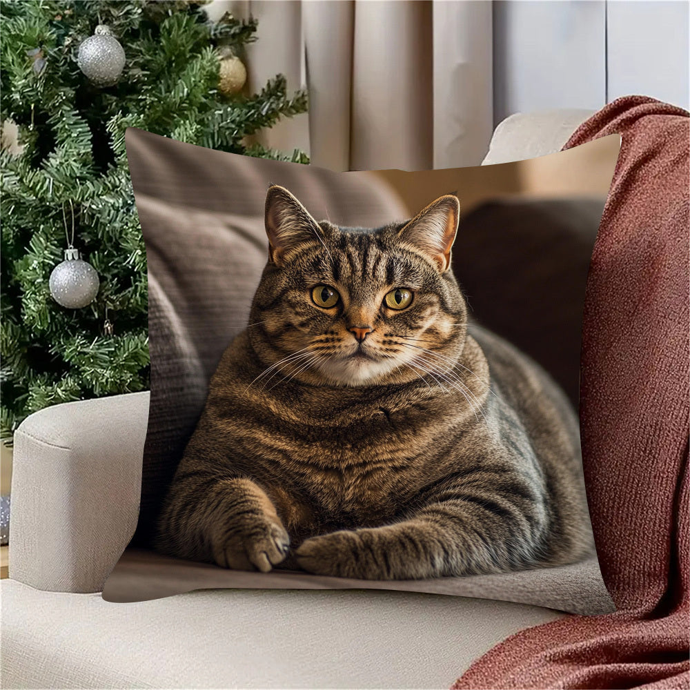 Add charm to your home with this reversible Cat-themed throw pillow cover. Suitable for all seasons and special occasions like Valentine's Day, Thanksgiving, and Christmas. Made of durable polyester, insert not included. Perfect for cat lovers looking to