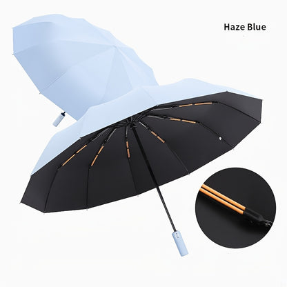 Folding vinyl umbrella for sun and rain