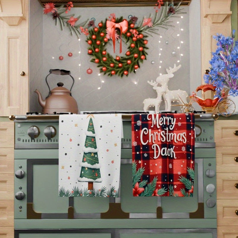 Get ready for the holiday season with this 2-piece kitchen towel set measuring 45.72X66.04 cm. Perfect for tea time and Christmas decorations, these towels feature a soft design that is ideal for winter festivities. Give the gift of style and convenience