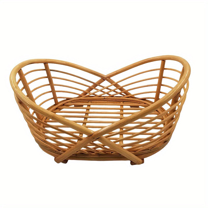 Beautiful Rattan Woven Basket for Children's Photoshoots - Ideal for Creating Stylish Poses & Cherished Memories, Ivory