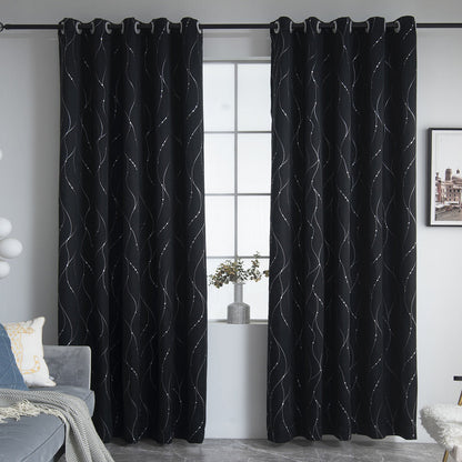 Elegant Silvery Wave Line Pattern Blackout Curtain perfect for any room in your home - living room, bedroom, kitchen, bathroom. Enhance your home decor with this stylish addition.