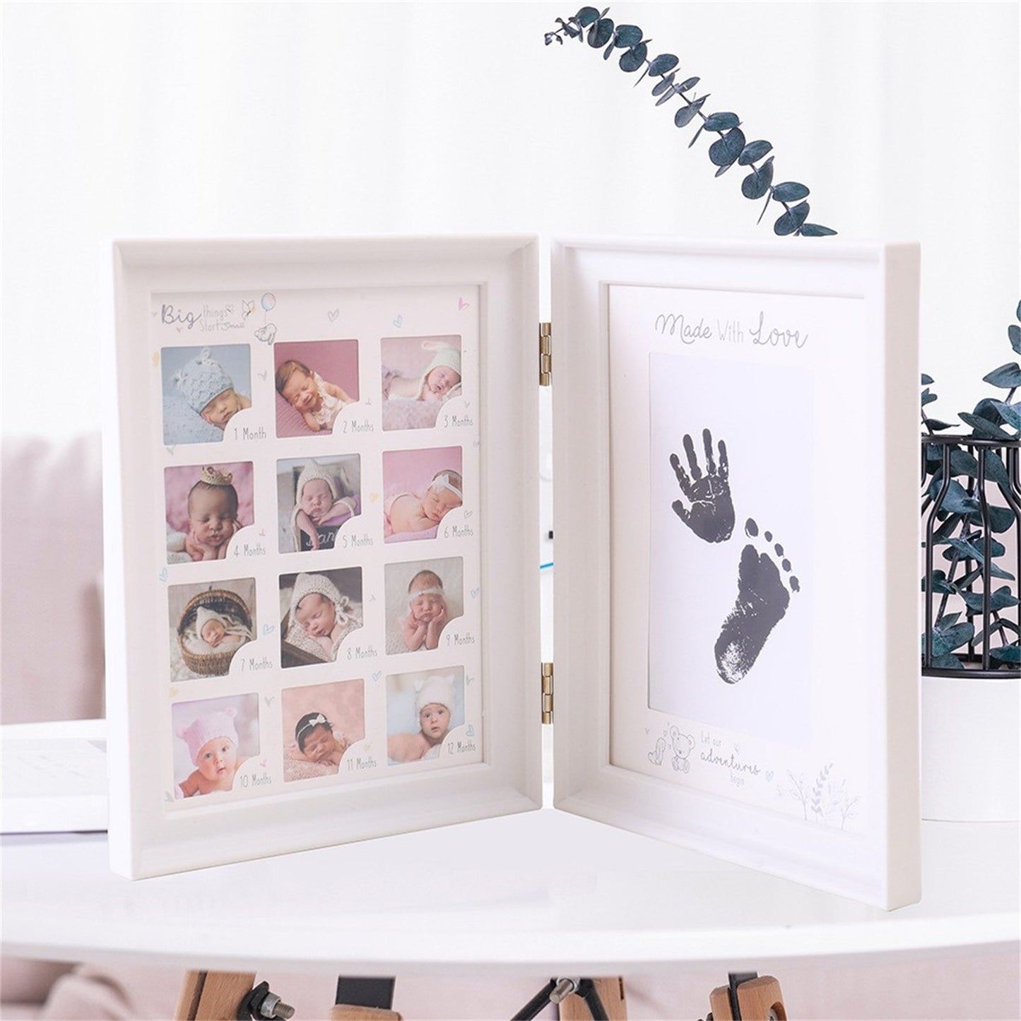 Commemorate 100 Days with our Anniversary Photo Frame - Preserve Your Baby's Prints and Capture Special Holiday Memories like Halloween, Thanksgiving, and Christmas