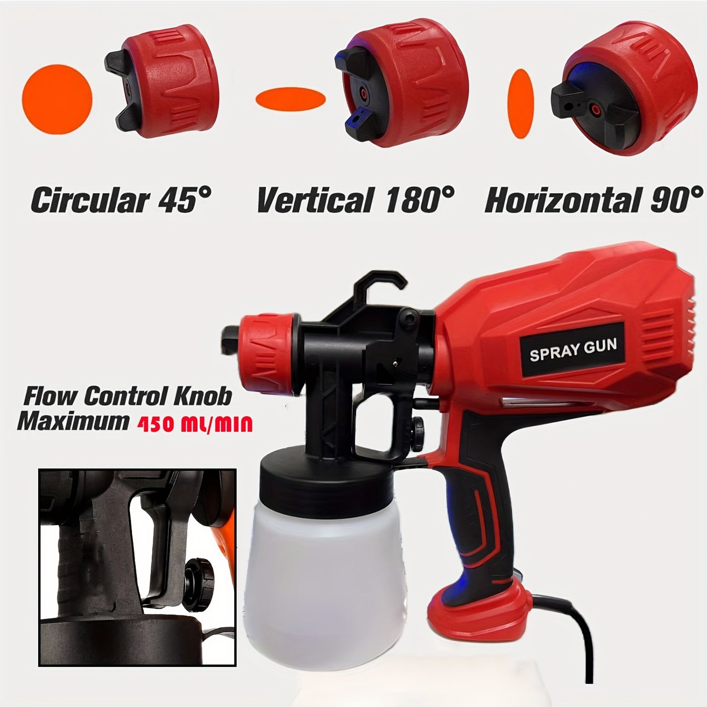 High Power Pneumatic Spray Gun for Electric Latex Paint Spraying & Cleaning, European Standard Plug, Silicone Carbide Grit