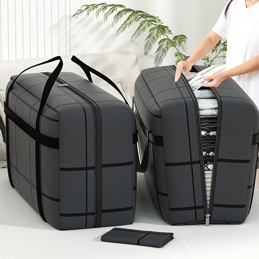 Introducing the innovative Portable Bag for Moving, Travel, Dormitory, Wardrobe Organization, and Clothes Storage. This versatile bag is ideal for storing quilts and other items, keeping them dustproof and moisture-proof. Plus, it is foldable for