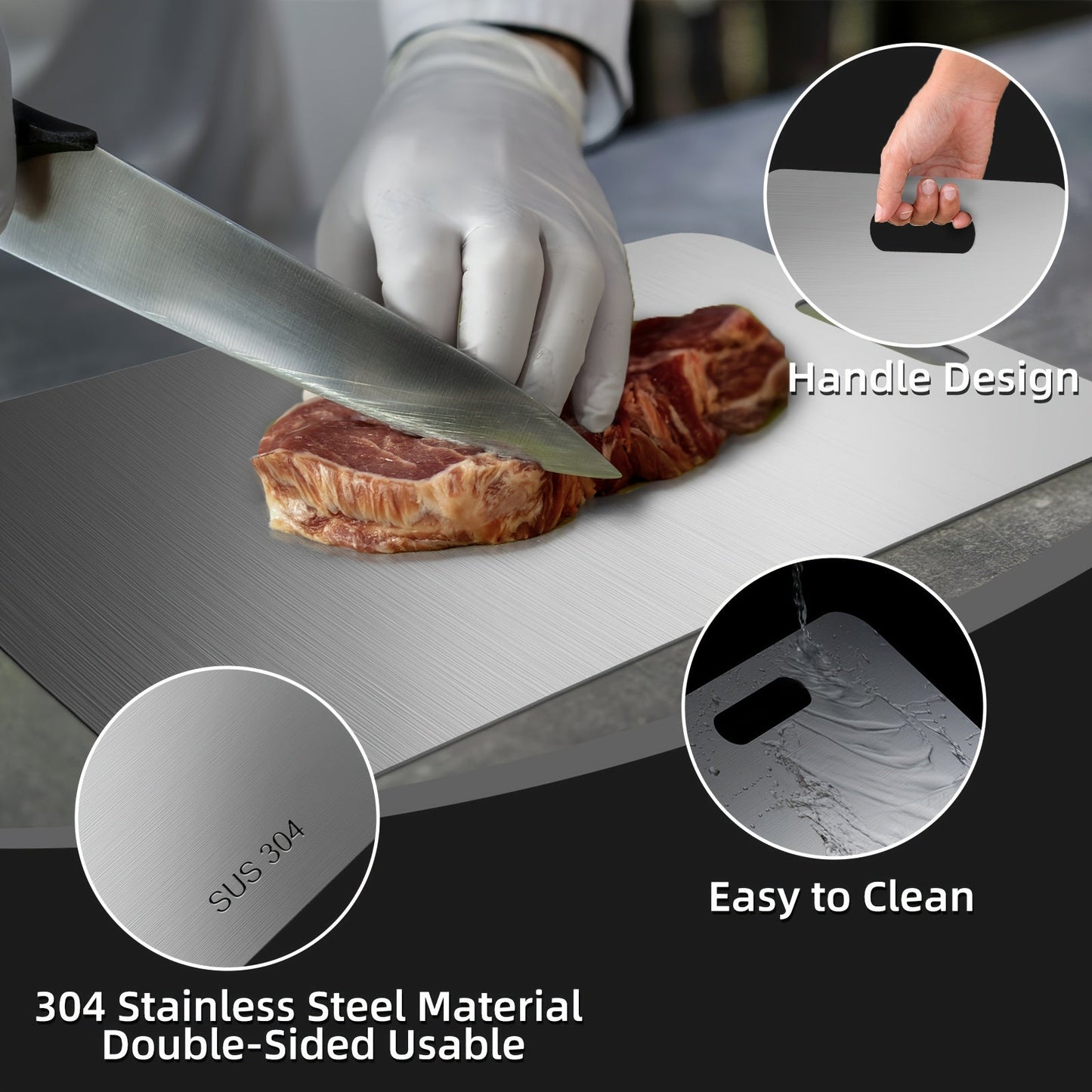 High-quality 304 Stainless Steel Cutting Board with Dual-Sided Thickened Design, Perfect for Kitchen and Restaurant Use - Excellent for Chopping, Kneading, and Rolling Dough - A Thoughtful Present for Christmas, Thanksgiving, or Parents' Day.