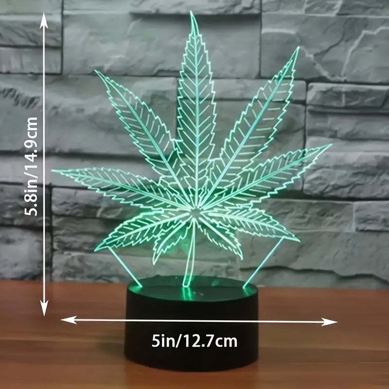 Maple Leaf 3D Visual Night Light with USB power, touch control, dimmable desk lamp and glass shade for elegant home decor.