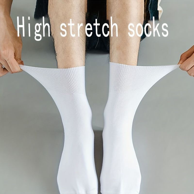 Men's Casual Plain Color Socks, Breathable Crew Socks for Spring/Autumn, EUR 39-50