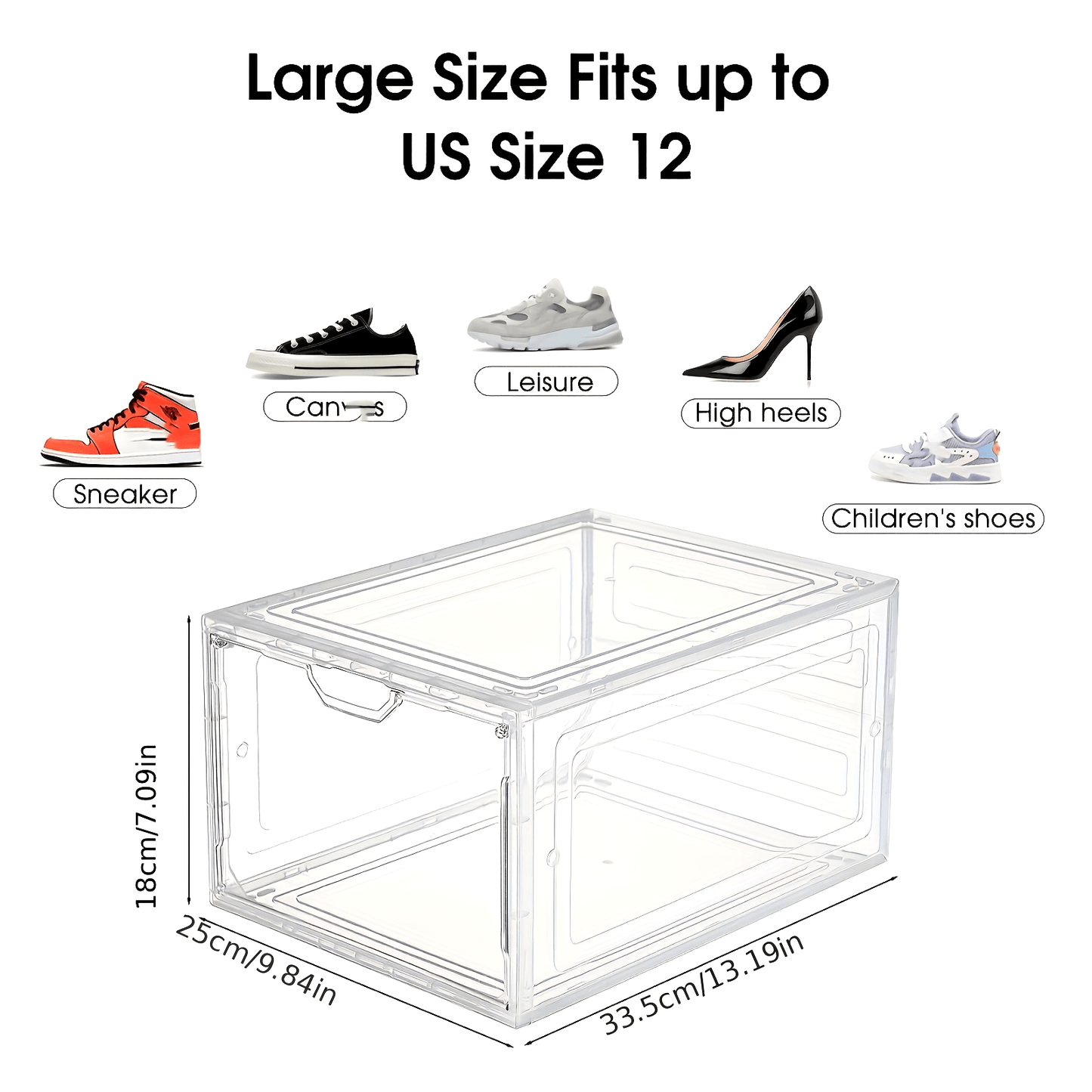 Folding Shoe Storage Box Set of 6 with Transparent Door, Durable Plastic Dustproof Containers for Shoes, Stackable Shoe Display Cases, Space-Saving Organizer for Bedroom, Bathroom, Office, Entryway, Hallway, Closet, Wardrobe, Home, Dormitory