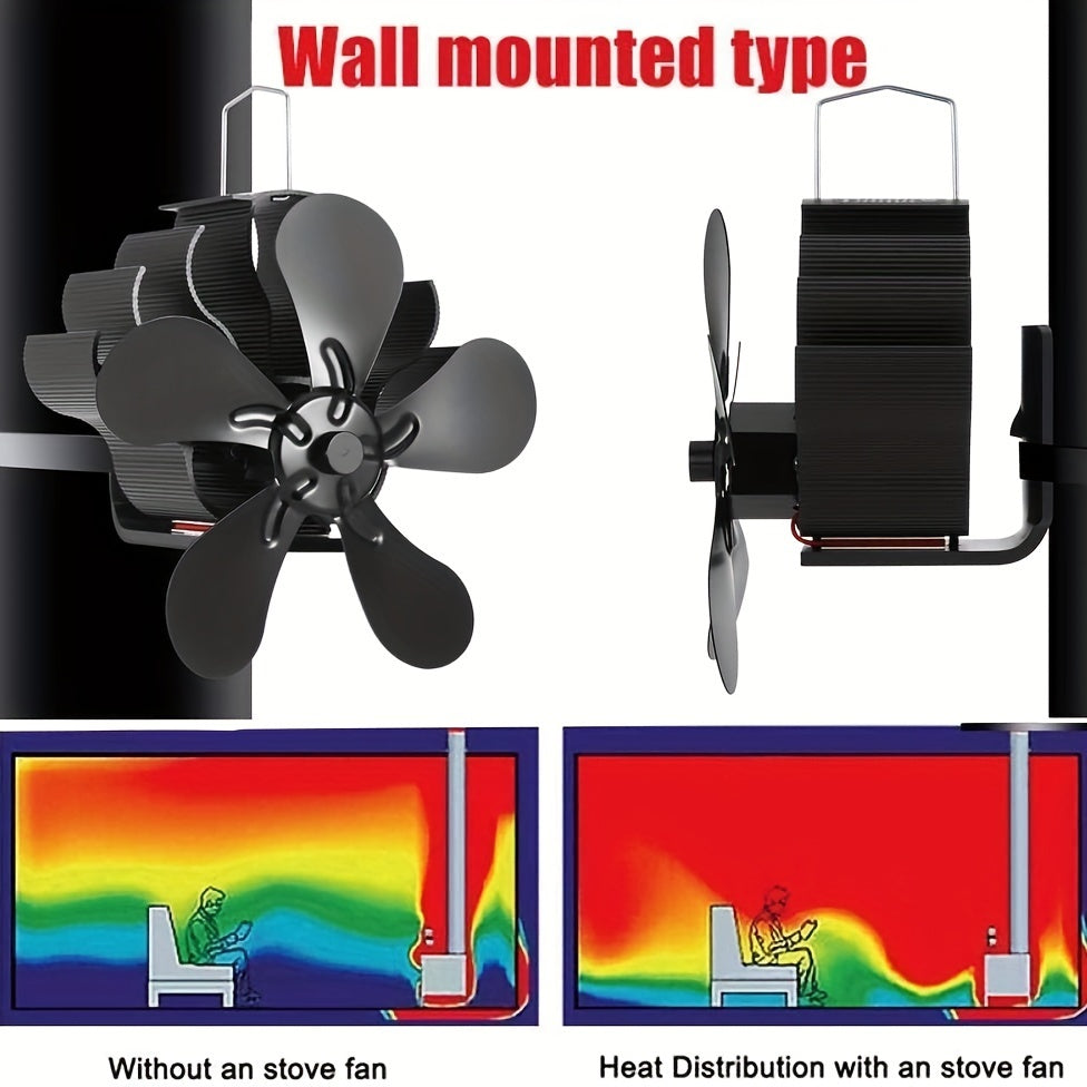Aluminum Heat Powered Stove Fan suitable for Wood, Gas, and Pellet Log Burners, offering Silent Operation. Features a Polished Finish, High Velocity Air Circulation, and does not require electricity. Ideal fireplace accessory with multiple components.