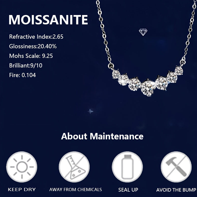 This stunning 925 Sterling Silver Mozambique Diamond Smile Necklace is suitable for both men and women. The couple style collarbone chain is fashionable and versatile, with a trendy luxury niche minimalist classic design. Perfect for your boyfriend or