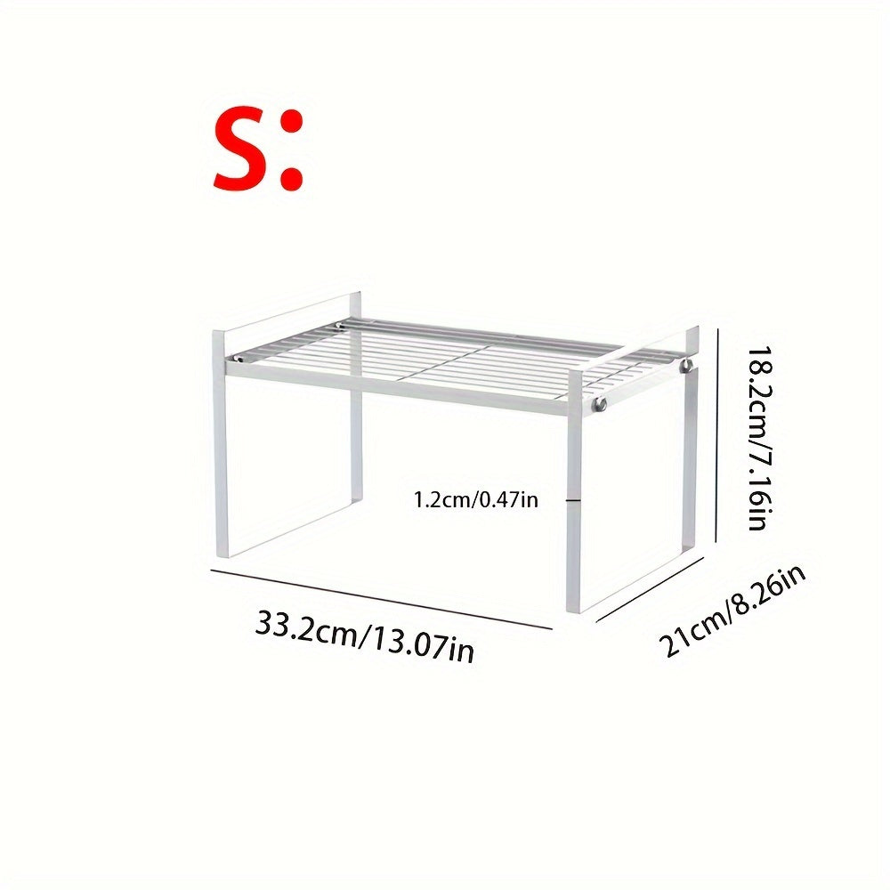 Modern Metal Kitchen Storage Rack, Double-Tier Shelf Organizer for Cabinets & Counters, Multifunctional Open-Storage Island for Spices, Utensils, Microwave - Can be Used Without Electricity, Made Without Wood Materials