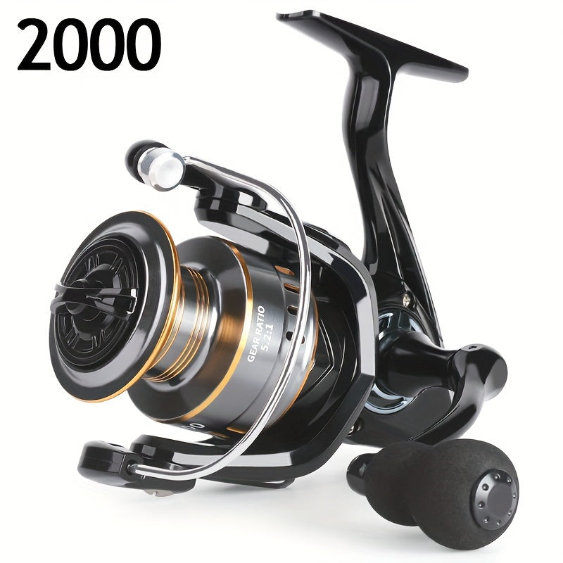 Limited edition BILLINGS EK 1000~7000 spinning reel with 5.2:1 gear ratio, 11.79KG max drag, aluminum alloy metal spool, ambidextrous design, made with PA and mixed colors.