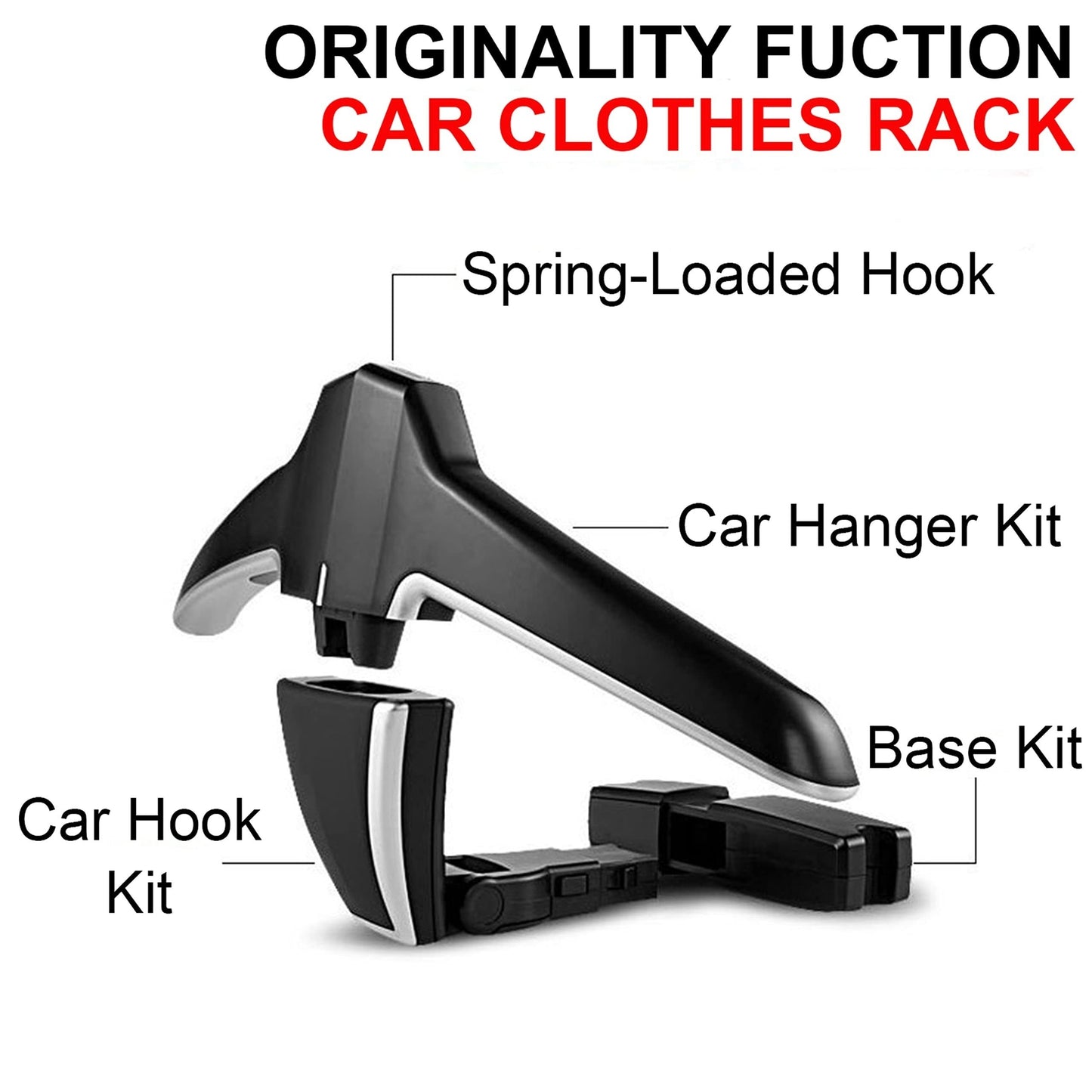 Premium Car Headrest Hanger in Sleek Black & Gray, Space-Saving Design with Multi-Functional Storage. Easy to Install and Fits Most Vehicles.