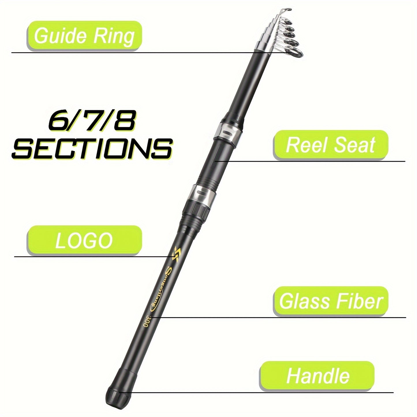 Sougayilang Telescopic Fiberglass Fishing Rod: Durable and Portable.