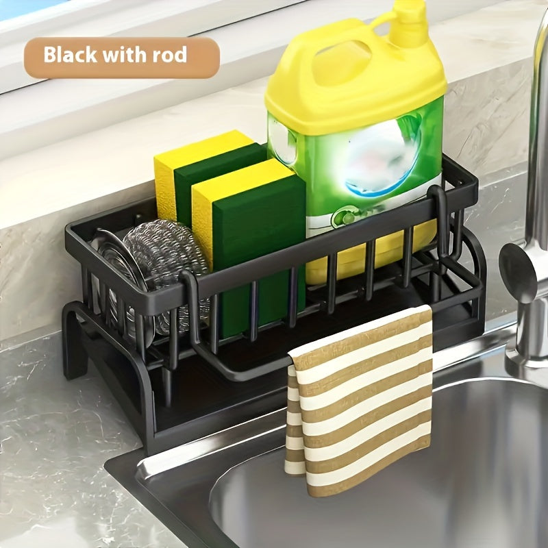 Simplify your kitchen with the 1pc Sponge Caddy Sink Organizer. This versatile holder is perfect for storing all your cleaning supplies, such as scrubbers, brushes, and soap. It is designed to keep your kitchen tidy and organized. Suitable for ages 14