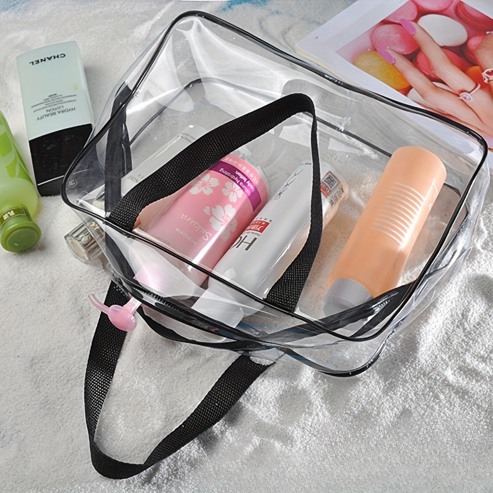 Stylish Travel Toiletry Bag Set - Waterproof, Clear, Zippered Cosmetic Case with Various Compartments for Women's Essentials - Ideal for Holidays, Work Travel, and Everyday Use