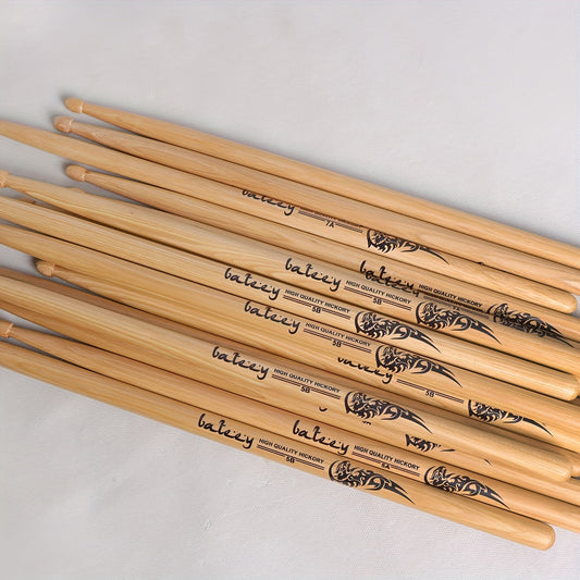 North American walnut drumsticks available in 5A, 5B, and 7A models for performance and practice.