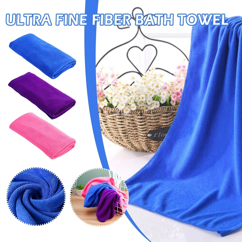 Modern Microfiber Towel - 34.98x74.98 cm, 100% Polyester, Ideal for Barber Shop, Bathroom, Beach, Pool, Gym - Pink/Purple/Blue