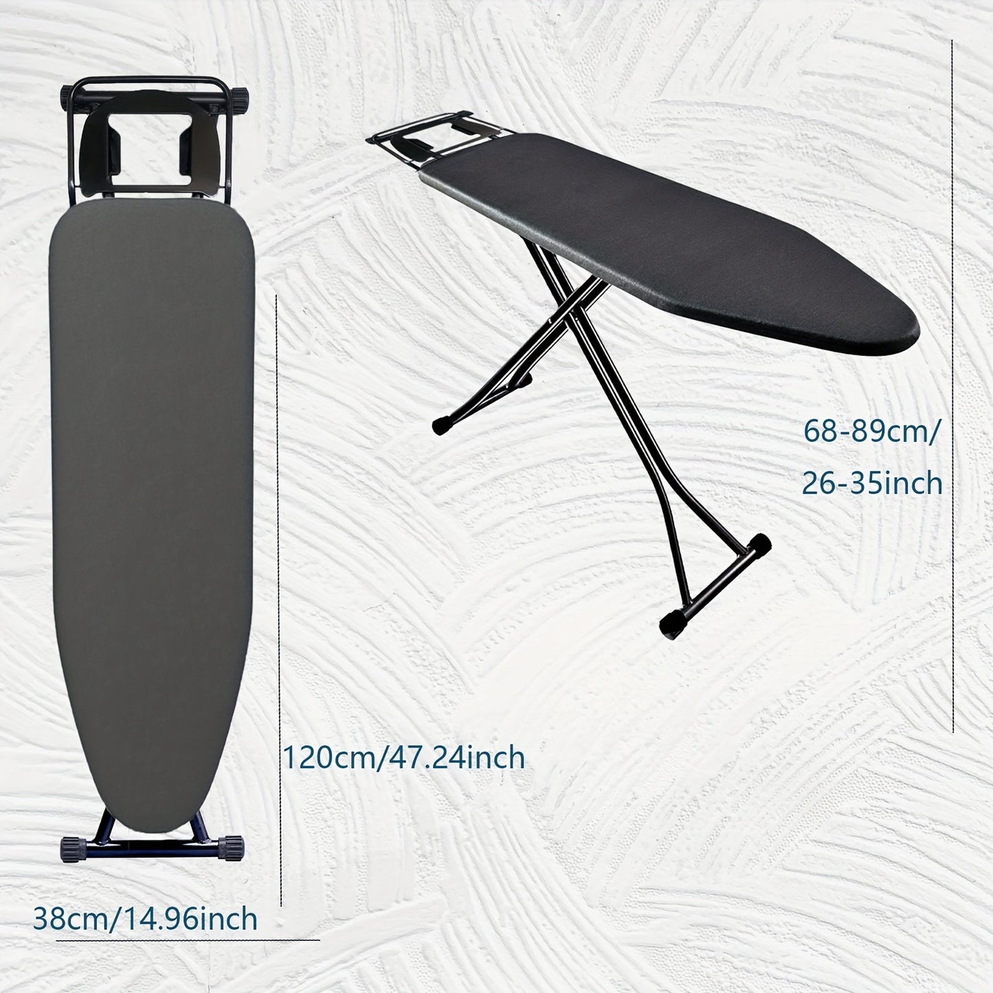 Adjustable Ironing Board with Stand, Space-Saving Design, 119.99 x 38.0 cm - Foldable for Convenient Storage, Made with Durable Alloy Steel