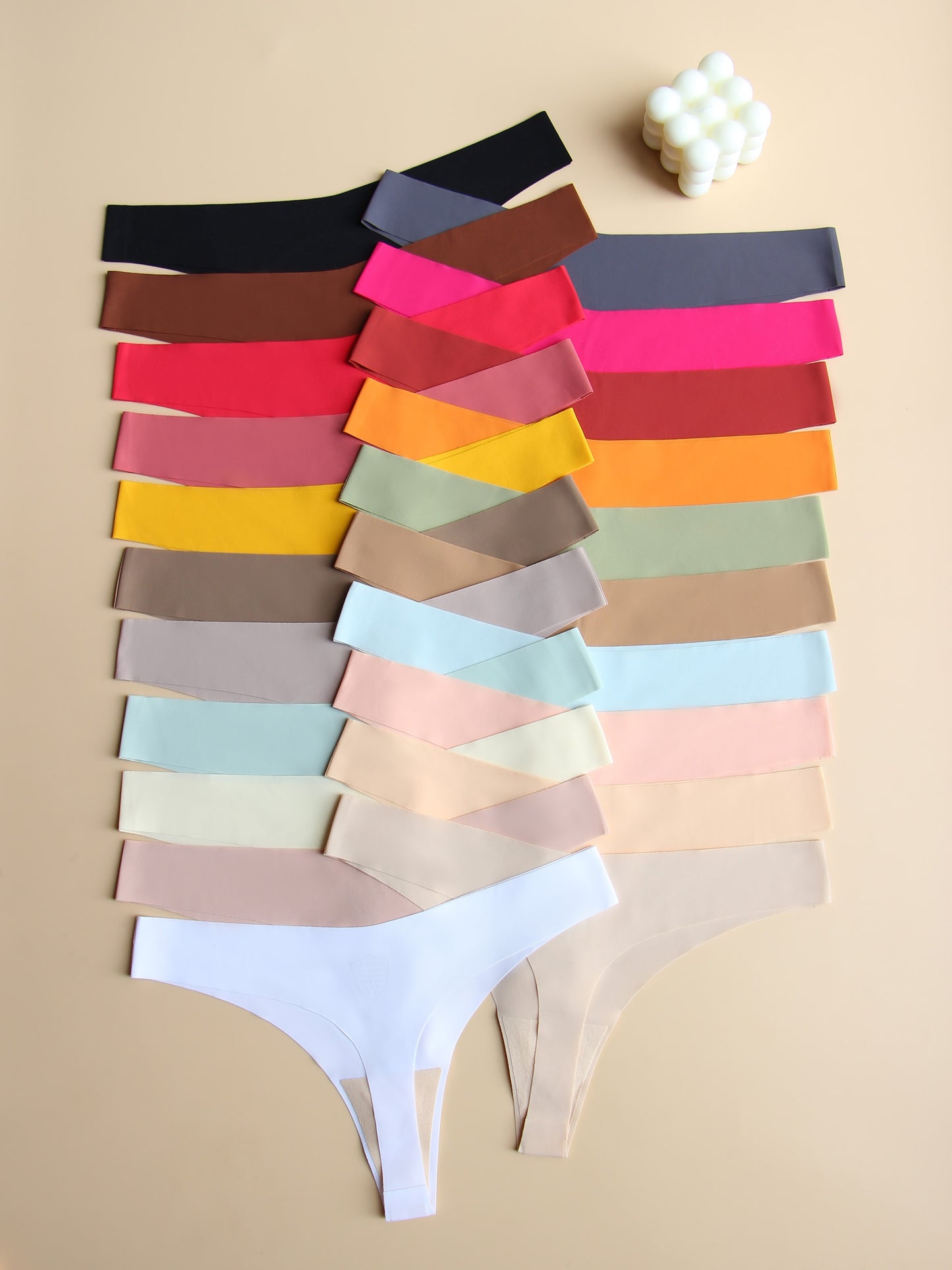 Set of 21 plain-colored, v-style sexy ladies underwear, breathable, soft, comfortable, and seamless.