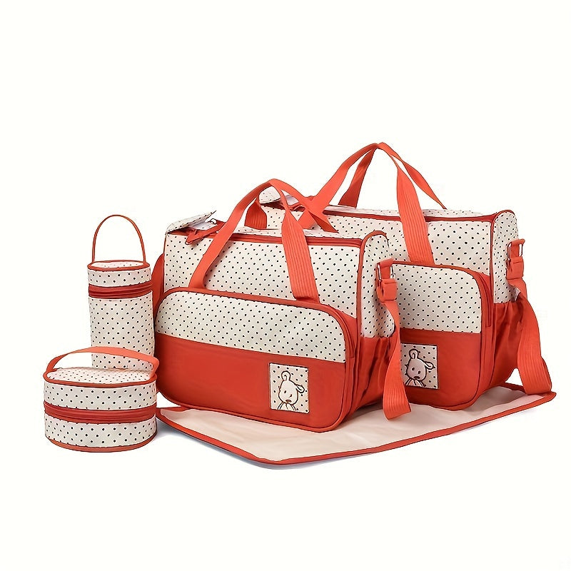 Set of 5 versatile mommy bags, including a spacious crossbody bag, shoulder bag, and portable diaper bag with large capacity.