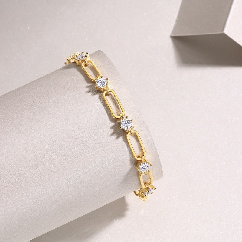 Love yourself with the 1pc LOVESSOM Luxury Boho 18K Golden Plated 925 Silver Moissanite Bracelet. This stunning piece features a total weight of 3 carats and is perfect for both men and women. Ideal for daily wear or special occasions like Christmas