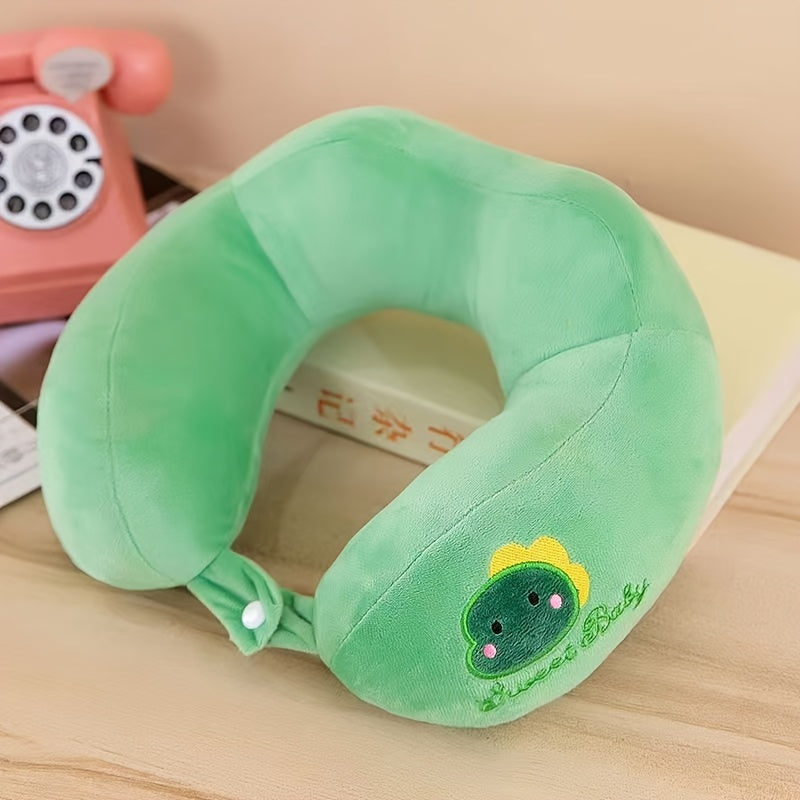 U-shaped Pillow featuring Cartoon Embroidery, providing Neck Support for Cervical Vertebra. Ideal for Travel and Office use, with a Portable design perfect for Car naps.