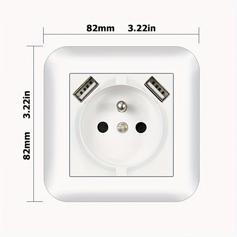 EU Standard 16A Wall Power Socket with USB Port, Type-C, and Flame Retardant Panel in Black/White/Grey - Ideal for Home Appliances, Rounded Edge Design.