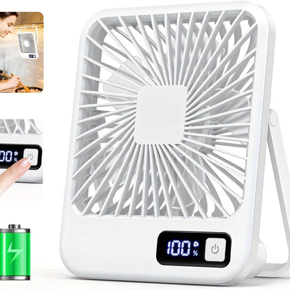 The YITUMU Mini Desktop Fan is a USB-charging portable fan with a square shape. It has a 1800mAh rechargeable battery, making it perfect for use on cruises. This fan provides powerful wind and has 5 adjustable speeds for personalized cooling. It operates