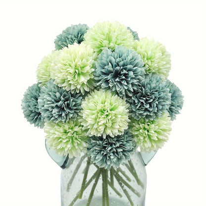 10 artificial chrysanthemum ball flowers for wedding bouquets, home decor, or party table centerpieces.