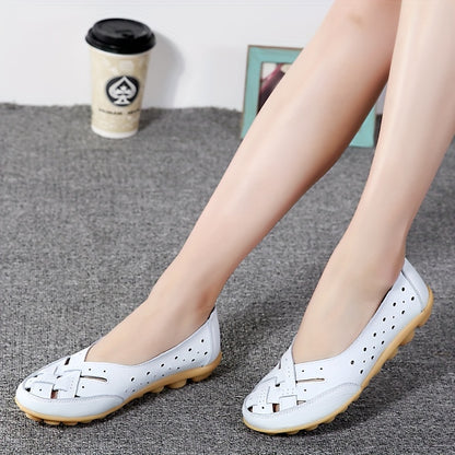 Women's Slip On Flat Shoes with Hollow Out Design, Lightweight and Comfortable