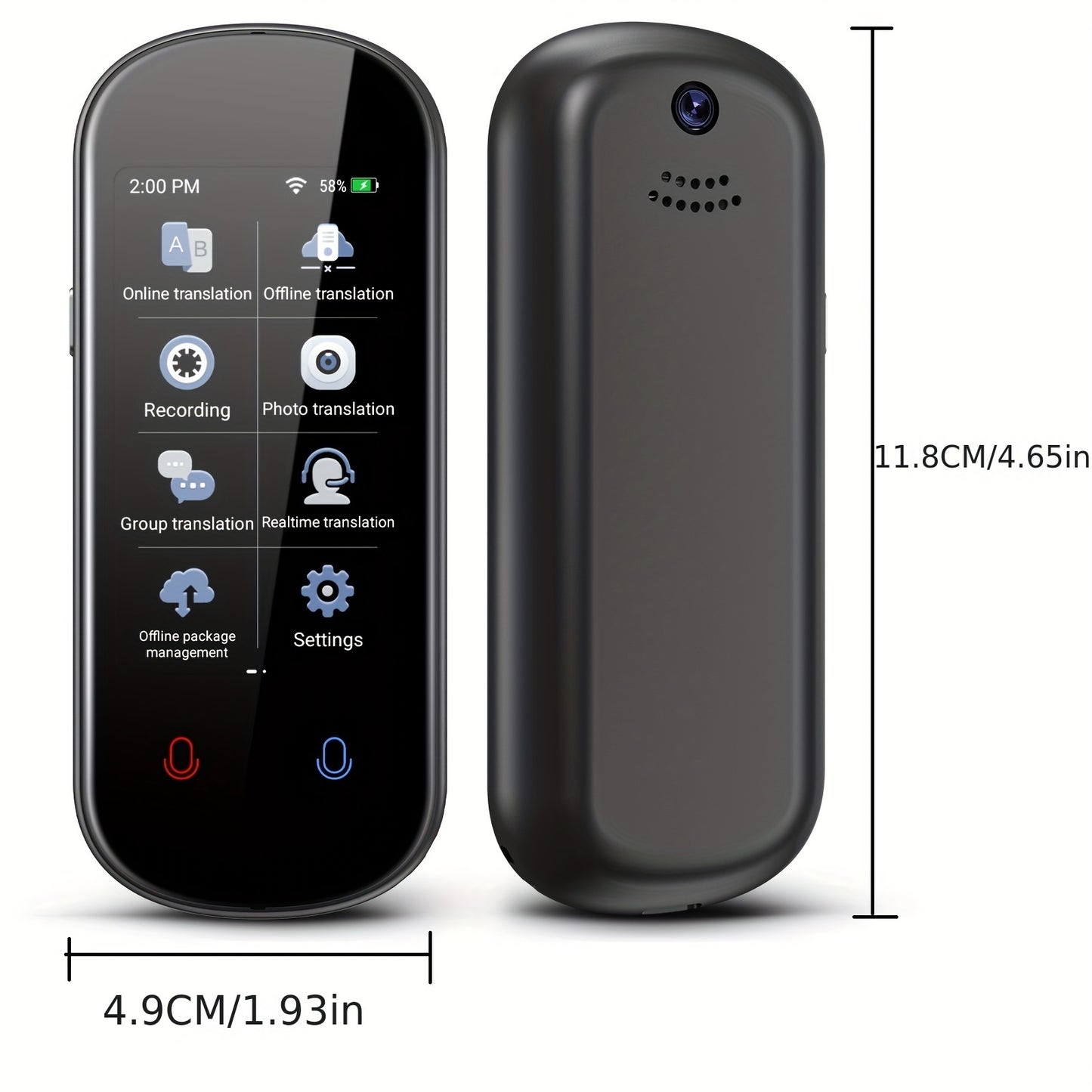 VORMOR 2023 Smart Language Translator with offline/online real-time voice translation for 138 languages, 60min recording, 44 photo translation, 10 offline translation, 0.1s speed, 98%