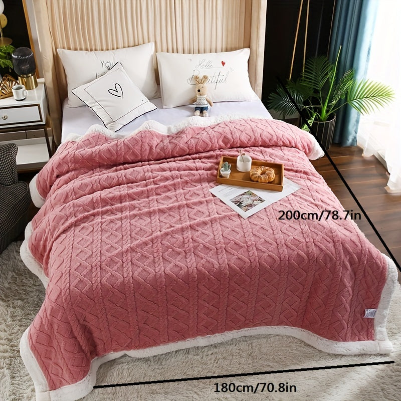 One-piece Sherpa Fleece Blanket, Luxuriously Thick Warm Embossed Taffeta Throw Blanket, Cozy Reversible Bed Blanket suitable for Sofa Couch Bed, Featuring Contemporary Style perfect for Autumn and Winter seasons.