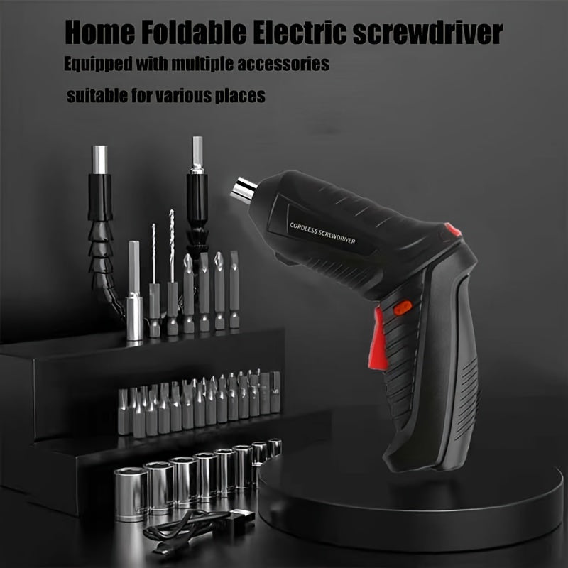 Intelligent electric screwdriver set with USB rechargeable lithium battery for versatile screw tightening and removal, multi-head compatibility, strong power, and precision efficiency.