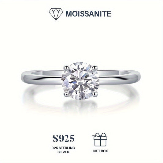 Stunning 1.0 CARAT Moissanite Ring in 925 Sterling Silver - Perfect for Women's Wedding, Banquet, Party, Official Occasions, Holidays, Valentine's Day, Proposals, Engagements, Weddings, Anniversaries, Birthdays - Comes with Certificate