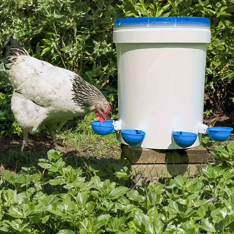 Large blue automatic chicken waterer for ducks, geese, turkeys, and rabbits - Waterer kit for poultry.