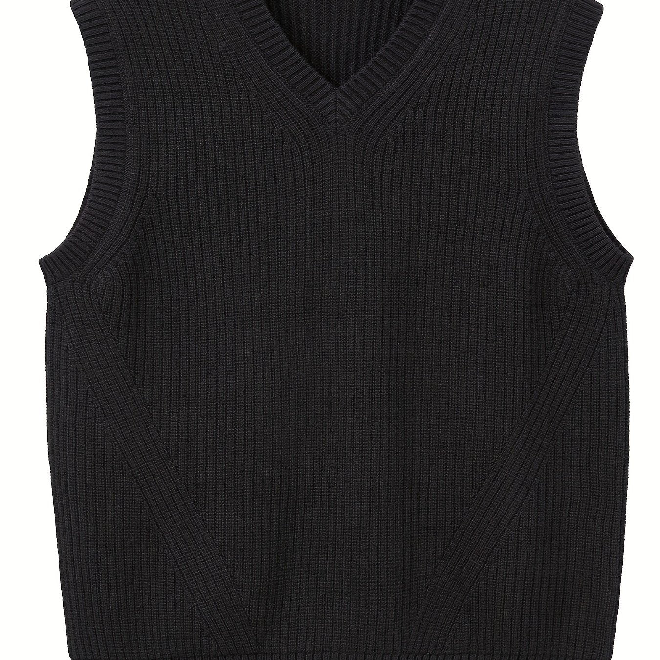 Oversized solid knit vest sweater for plus size men, perfect for spring and autumn, trendy sleeveless style for males.