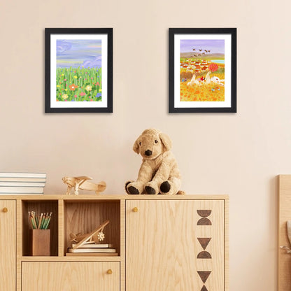 Versatile A4 Youngsters' Artist Frame, Black/White/Light Wood Grain, Ideal for Gifts & School Projects, Perfect for Christmas