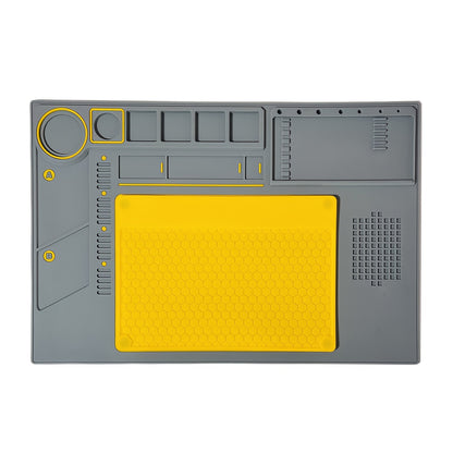 Silicone/PVC Soldering Mat Set with Anti-slip Insulation and Magnetic Heat Resistant Properties for Workbench Maintenance Tools.