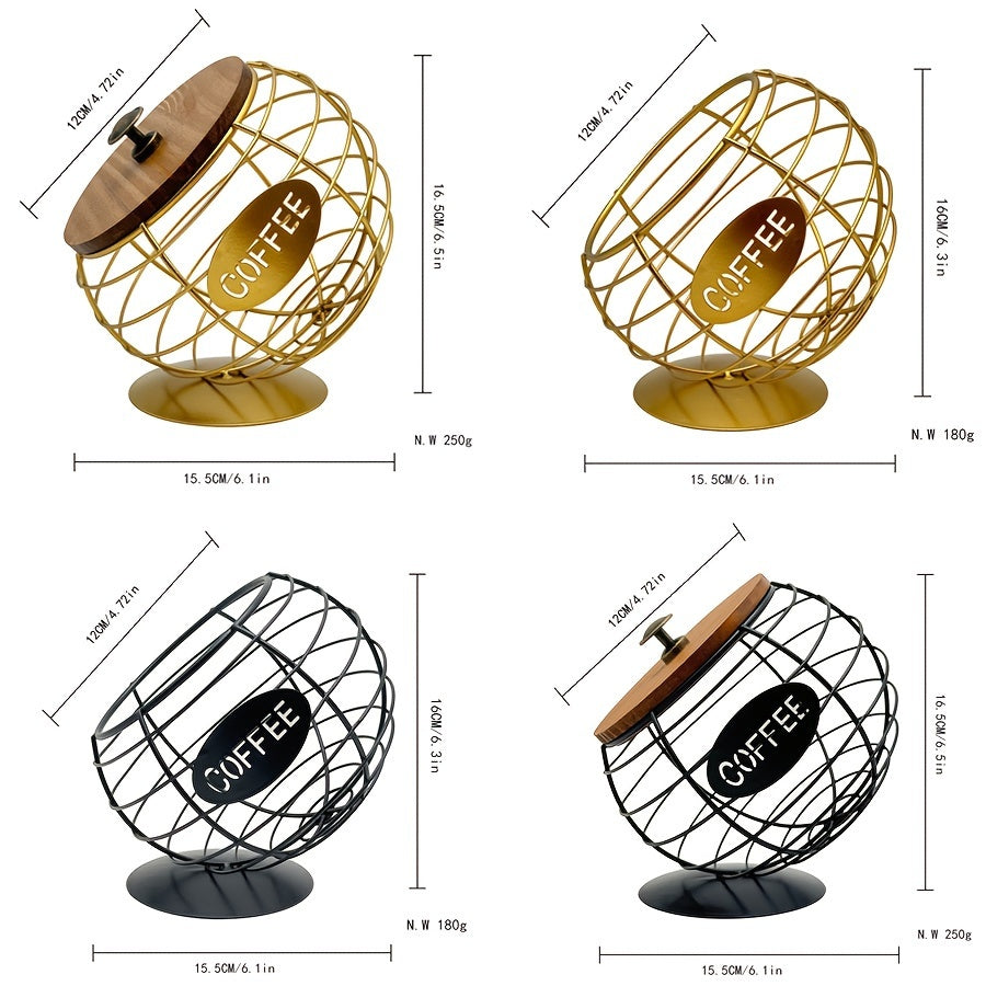 Iron coffee capsule holder with a slanted design for displaying in homes, bars, and cafes - one-of-a-kind pod basket.