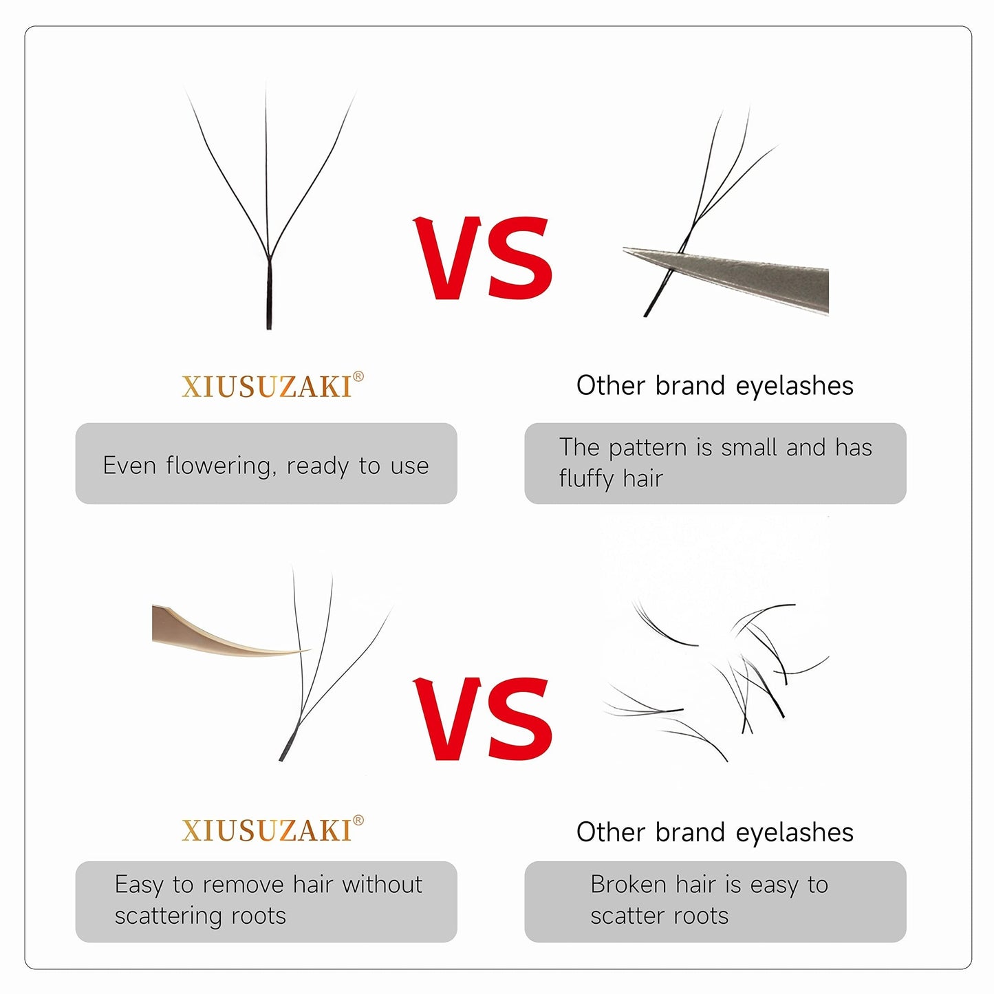 Salon darajasidagi rus DD curl kirpik kengaytmalari: puffli klaster kirpiklar, tabiiy qayta ishlatiladigan 0.07mm qalinlik, C/D curl aralash uzunlik 6-15mm, mat qora qo'lda tayyorlangan oson fan ochiladigan soxta kirpiklar.