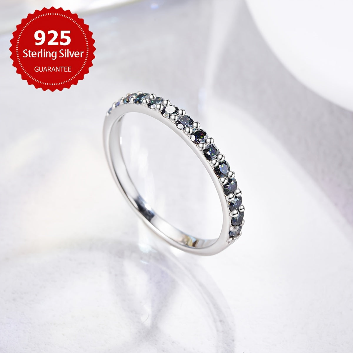 925 Sterling Silver Moissanite Eternity Band - Elegant and Luxurious Promise Ring for Women, Ideal for Weddings, Anniversaries, Valentine's Day, or Any Occasion